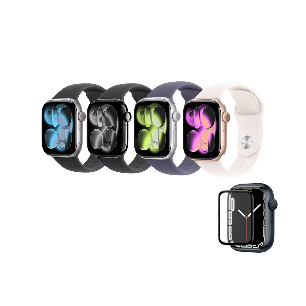 鋼化保貼組【Apple】Apple Watch S11 GPS 46mm(鋁金屬錶殼配運動錶帶)