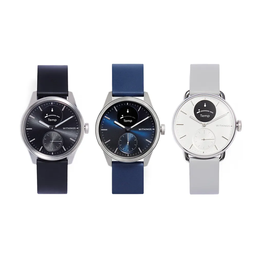WITHINGS ScanWatch 2 全方位健康智慧腕錶 42mm 白/黑/藍 公司貨