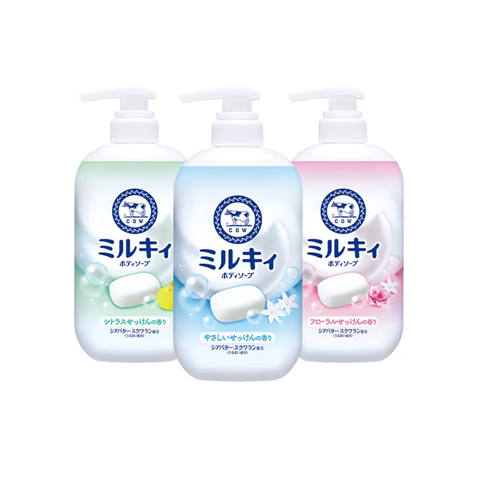 【日本牛乳石鹼】牛乳精華沐浴乳500mlx3入(乳木果油/角鯊烷/玫瑰花香/柚子果香/清新皂香)