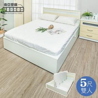 【南亞塑鋼】MIT台灣製 | 5尺雙人加高型側掀塑鋼床組(床頭片+加高側掀床底-黃橡木色)