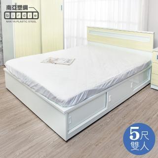 【南亞塑鋼】MIT台灣製 | 5尺雙人加高型六拉門塑鋼床組(床頭片+加高推門收納床底-黃橡木色)