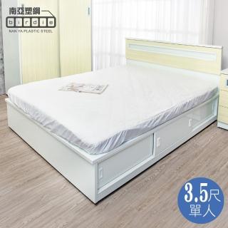 【南亞塑鋼】MIT台灣製 | 3.5尺單人加高型三拉門塑鋼床組(床頭片+加高推門收納床底-黃橡木色)