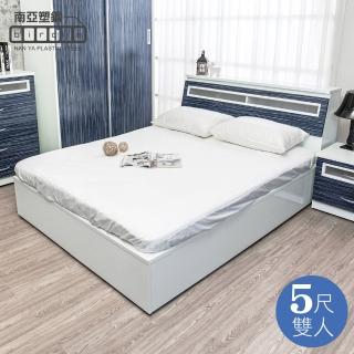 【南亞塑鋼】MIT台灣製 | 5尺雙人加高型塑鋼床組(床頭箱+加高床底-鐵刀木色)