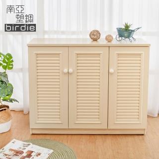【南亞塑鋼】MIT台灣製 | 4尺三門塑鋼百葉鞋櫃(白橡色)