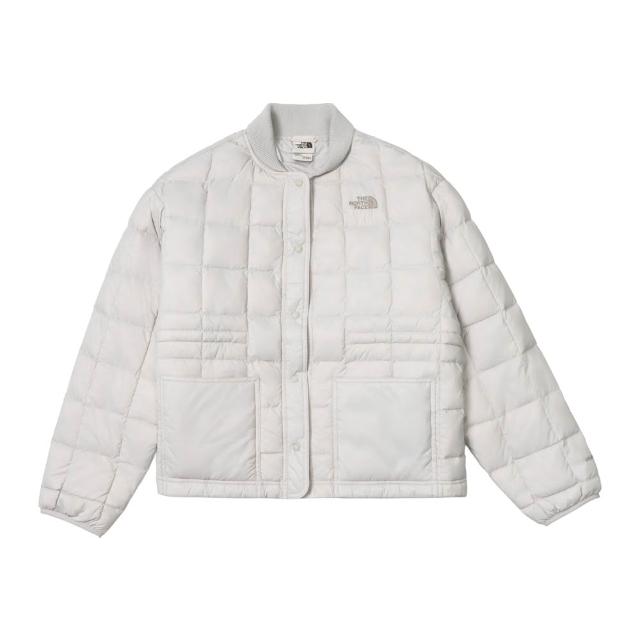 【The North Face】北面女款淺灰色DWR防潑水寬鬆羽絨外套｜8J6UMYB