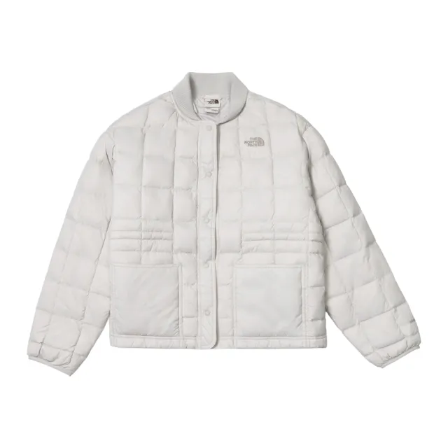 【The North Face】北面女款淺灰色DWR防潑水寬鬆羽絨外套｜8J6UMYB
