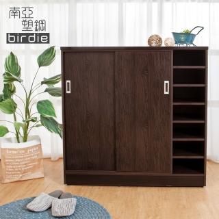 【南亞塑鋼】MIT台灣製 | 3.6尺右開放拉門/推門塑鋼鞋櫃(胡桃色)