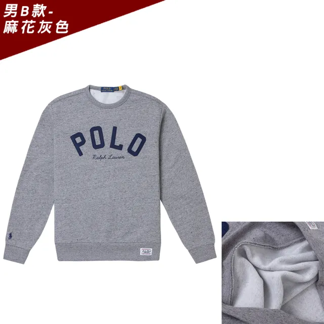 【RALPH LAUREN】RL POLO 經典刺繡小馬文字大學T恤-多色選(鋪棉款/保暖舒適/平輸品)