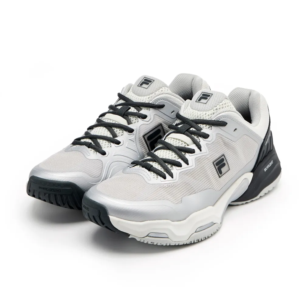 【FILA】AXILUS PRO 4 MS 中性網球鞋-銀/黑 (4-T502A-031)