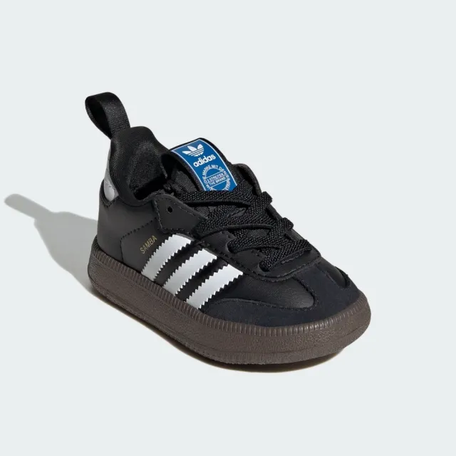 【adidas 愛迪達】運動鞋 童鞋 小童 兒童 套穿式 三葉草 SAMBA QUICKON I 黑 KK2179(C5609)