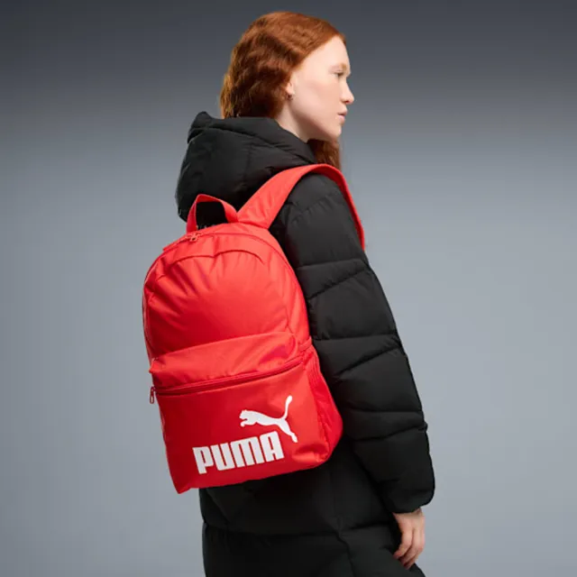 【PUMA】後背包 運動包 書包 旅行包 大容量 雙層  PHASE 紅 09116445
