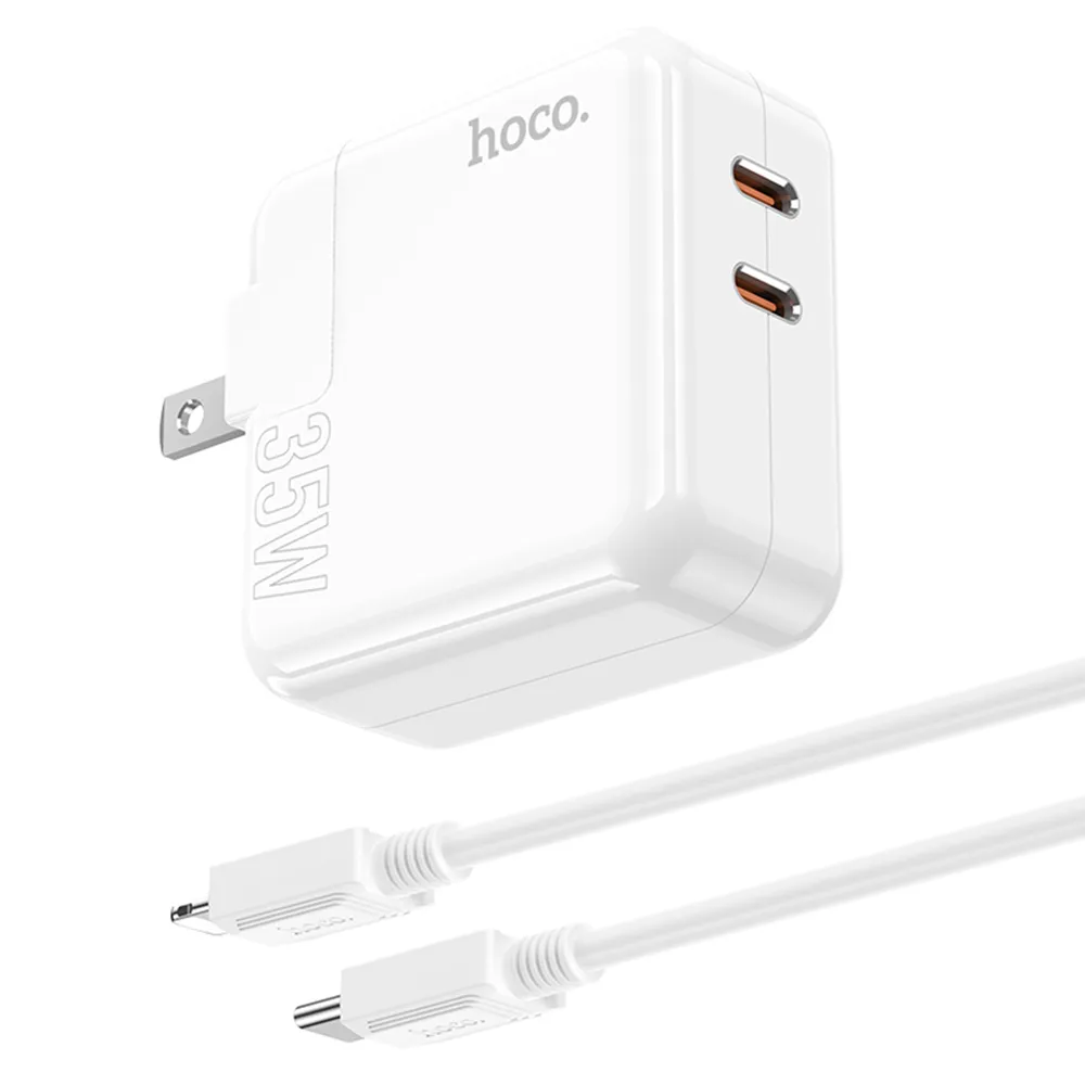 【HOCO】C110 利達雙口 PD35W 充電器套裝(Type-C to Lightning /白)