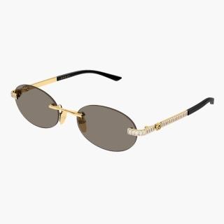 【GUCCI 古馳】橢圓形金屬抗UV太陽眼鏡(GG2214S-003)