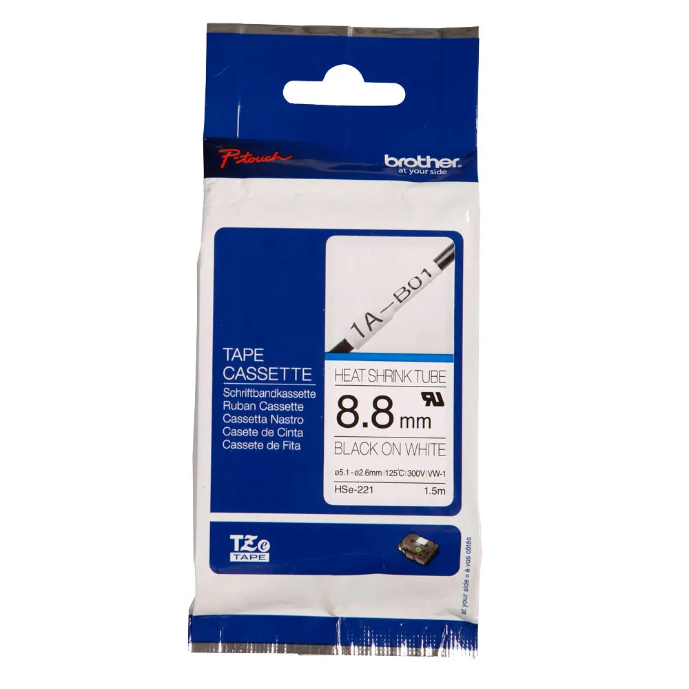 【brother】官方直營 HSe-211E 原廠熱縮套管 5.2mm 白底黑字(適用:PT-E850TKW/E300/E500W/P900W/P950NW)