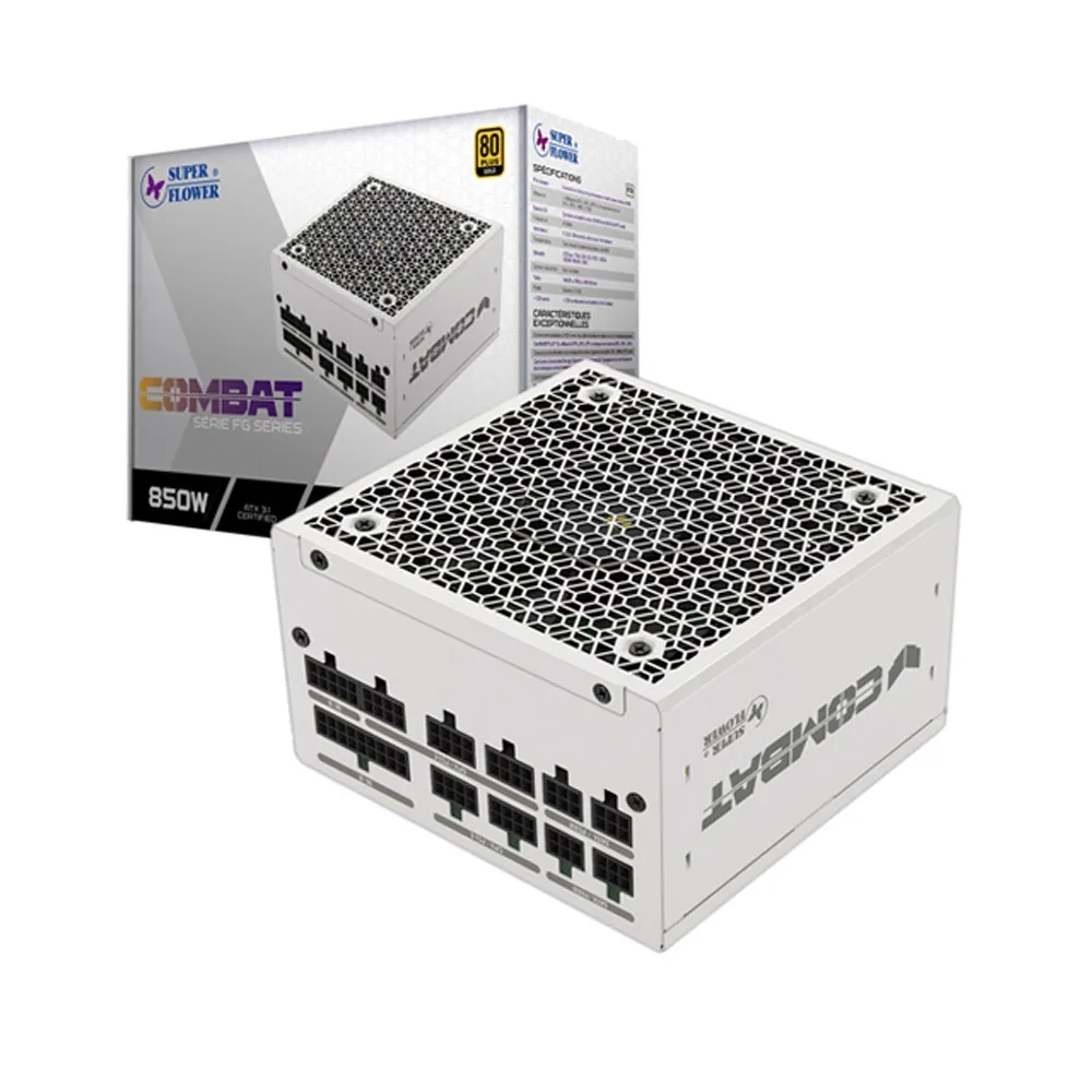 【SUPERFLOWER 振華】COMBAT FG 金牌850W 白(白殼白線/ATX3.1/PCI5.1/850瓦/金牌全模/10年保固)