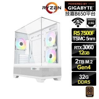【技嘉平台】R5六核GeForce RTX 3060{神鷹M9G08}電競電腦(R5-7500F/B650/32G D5/2TB/WIFI)