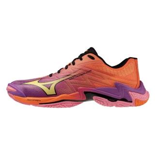【MIZUNO 美津濃】Wave Lightning Elite 男 排球鞋 緩震 橘紅 紫(V1GA260081)