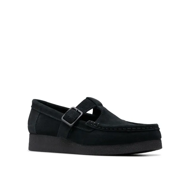 【Clarks】ORIGINALs Wallabee EVO Bar 女款 真皮瑪莉珍袋鼠鞋 (CLF83153R黑色)