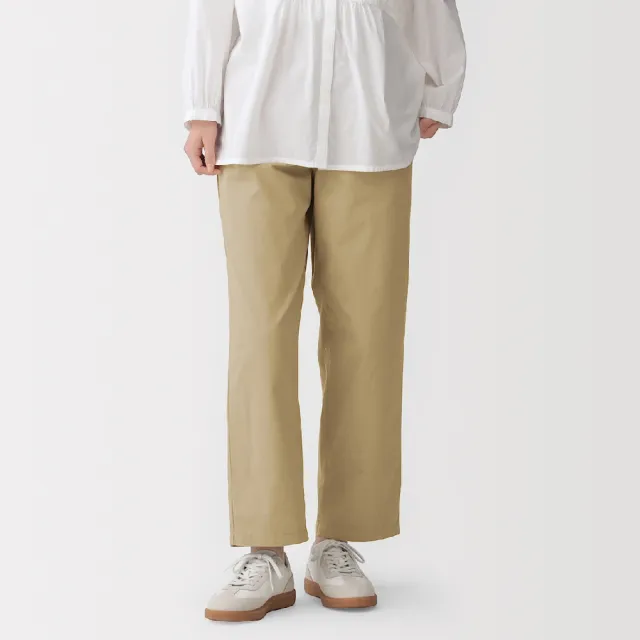 【MUJI 無印良品】女水洗棉舒適錐形褲(黑色/米色/煙燻粉/卡其綠)