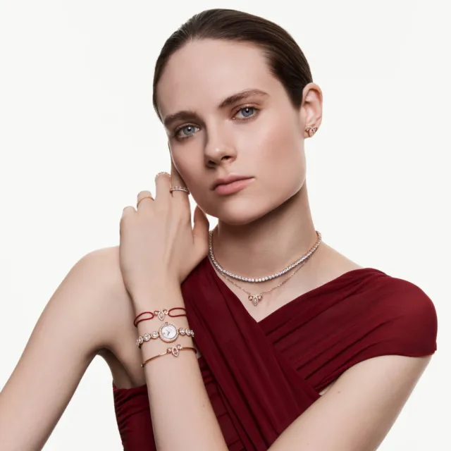 【SWAROVSKI 施華洛世奇】官方直營 十二生肖- 羊年手鐲 混合式切割 白色 鍍玫瑰金色 | 5753323
