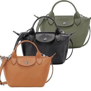 【LONGCHAMP】Le Pliage Xtra XS 奔馬烙印牛皮斜背水餃包(多色 手提 肩背 真皮)