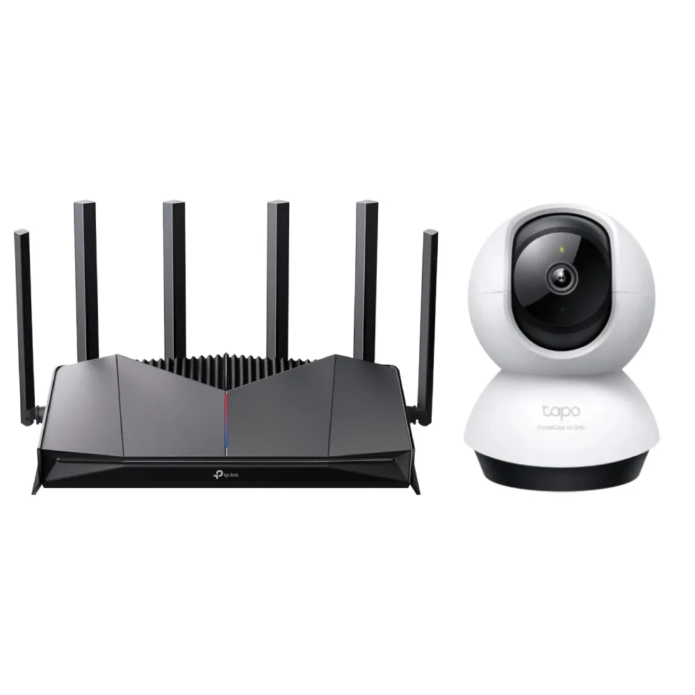 【TP-Link】攝影機組★Wi-Fi 7雙頻 2.5G路由器/分享器Archer GE400+Tapo C220監視器2.5K AI攝影機IP CAM