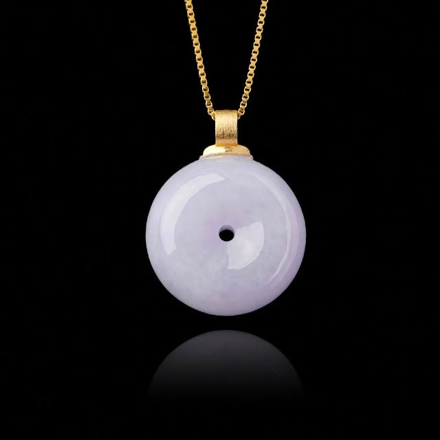 【正佳珠寶】翡翠 頂級冰種紫羅蘭 18mm 翡翠平安扣 天然A貨翡翠吊墜｜18K金