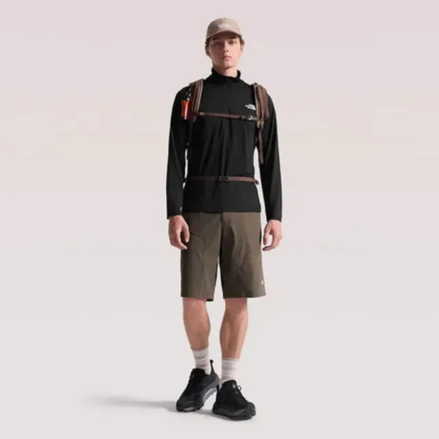 【The North Face】北臉 長袖上衣 男 吸濕排汗 速乾 M 24/7 1/4 ZIP TEE 黑 NF0A8KGMJK3
