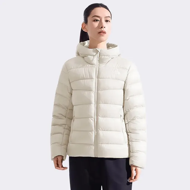 【The North Face】北臉 外套 女 羽絨外套 防潑水 W APRICITY LT HOODIE DOWN 米白 NF0A8DX5QLI