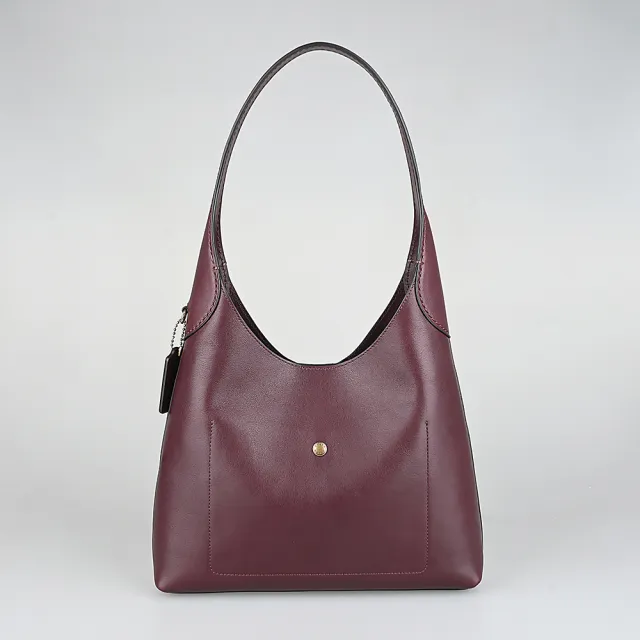 【COACH】COACH精品天然皮革Brooklyn燙金磁釦肩背包(小/酒紅)