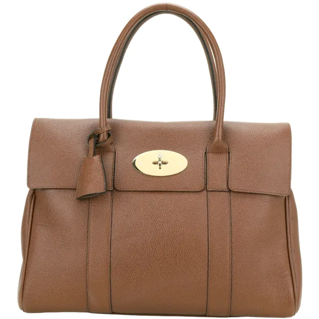 【MULBERRY】Bayswater 經典鎖釦粒面牛皮手提 肩背包(橡木棕 通勤包 鬆弛感大包 英國精品)