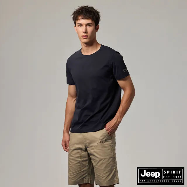 【JEEP】男裝 吸濕排汗極簡短袖T恤(黑色)