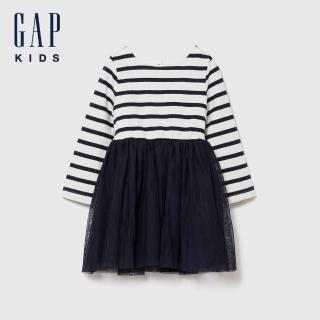 【GAP】嬰兒及幼兒拼接網紗洋裝-深夜藍(912115)