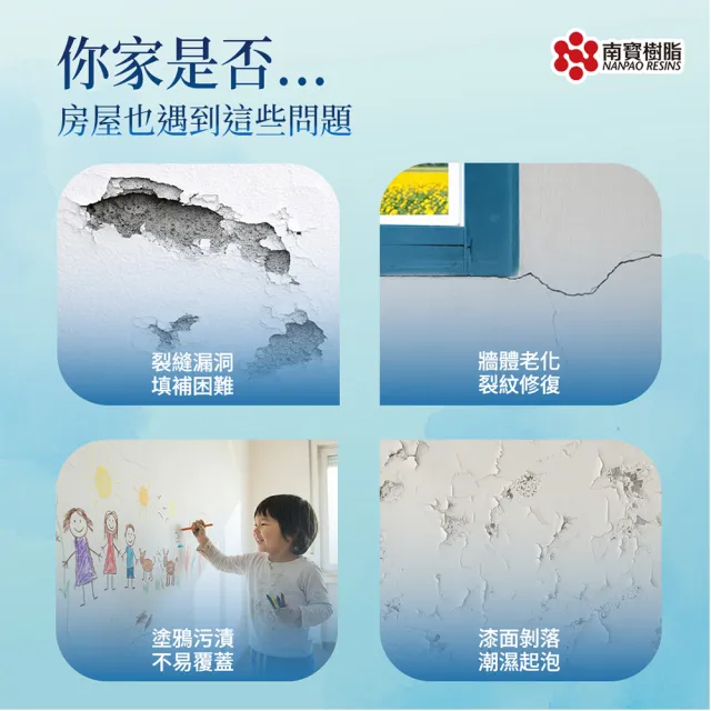 南寶樹脂 NANPAO  彈性補牆膏 彈性批土 防水 無毒無味 高彈性 強力附著 5kg裝 防水漆