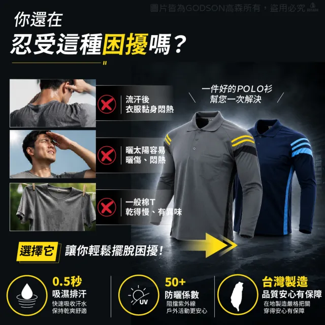 【GODSON】男MIT 登山防寒底層排汗POLO衫(吸溼排汗/舒適透氣/日常休閒/戶外旅遊)