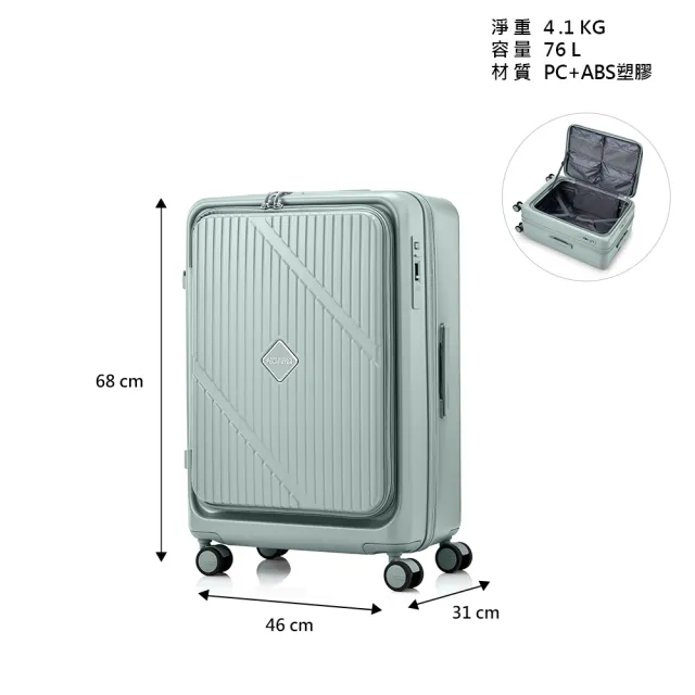 AMERICAN TOURISTER 美國旅行者】25吋VELOX 前開式/上掀式可擴充一鍵