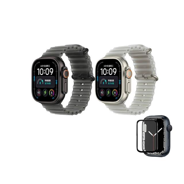 鋼化保貼組【Apple】Apple Watch Ultra 4 GPS+Cellular 49mm(鈦金屬錶殼搭配海洋錶環)