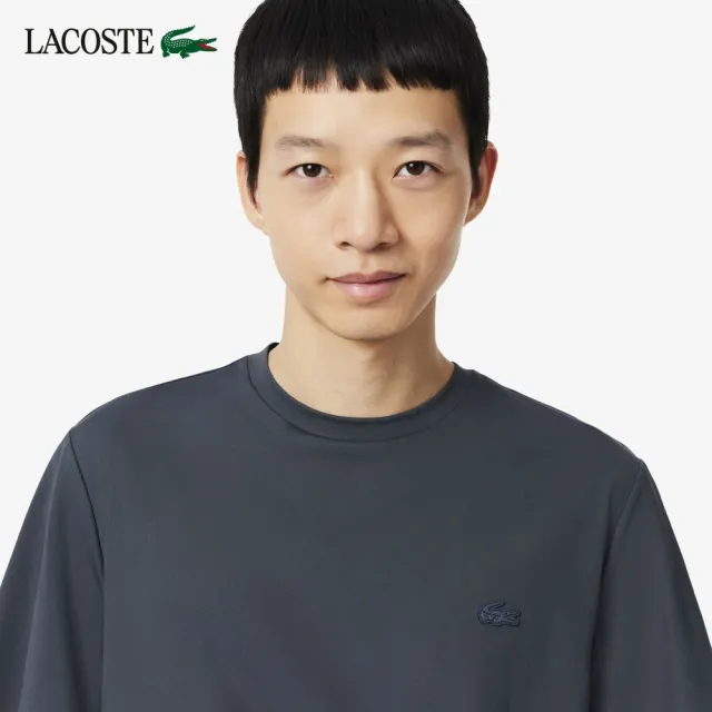 【LACOSTE】男款-都會機能通勤防曬短袖T恤(深灰色)