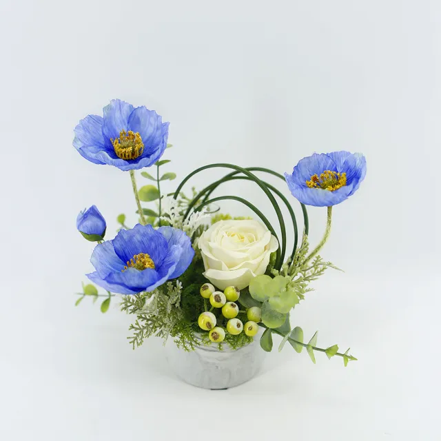 【HUGO DECO 榆果傢飾】藍色虞美人香氛花藝(擬真花/香氛/花禮/節慶送花/教師節)