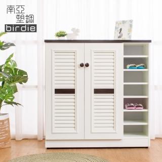 【南亞塑鋼】MIT台灣製 | 3.3尺二門右開放塑鋼百葉鞋櫃(胡桃色+白色)
