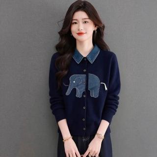 BRIGA 1296-E054設計師精緻舒適假兩件減齡外搭牛仔拼接翻領外套