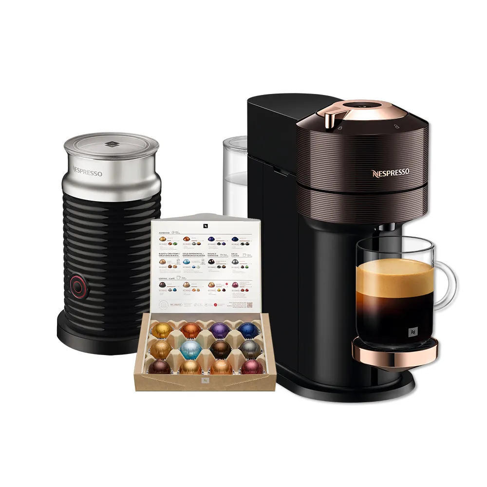【Nespresso】momo獨家！Vertuo Next輕奢款膠囊咖啡機奶泡機組合_多色任選 全自動咖啡機(瑞士頂級咖啡品牌)
