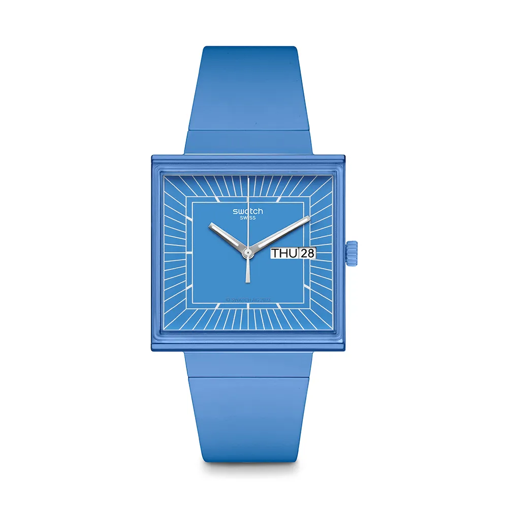 【SWATCH】WHAT IF...SKY? 經典手錶/方形錶/女錶/瑞士製造 SO34S700(34mm)