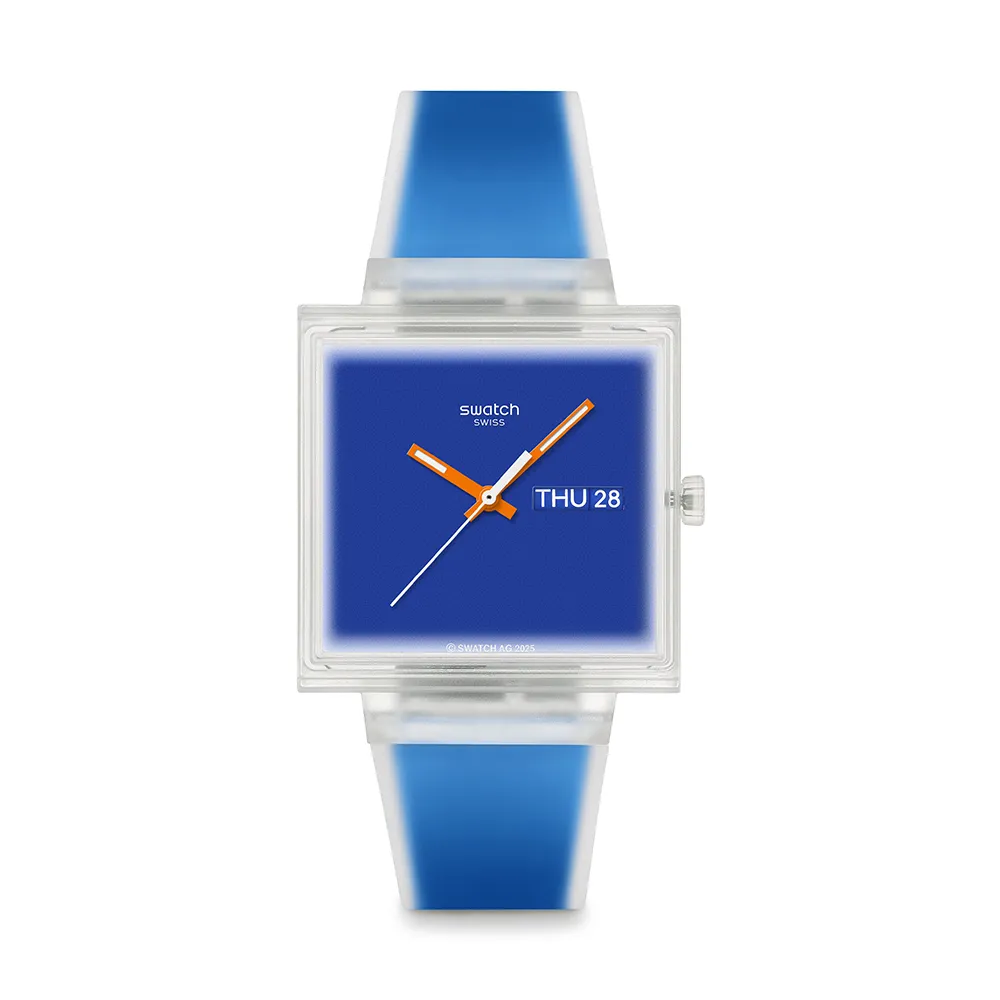 【SWATCH】WHAT IF...SEE THRU BLUE? 經典手錶/男錶/女錶/瑞士製造 SO38K701 (42mm)