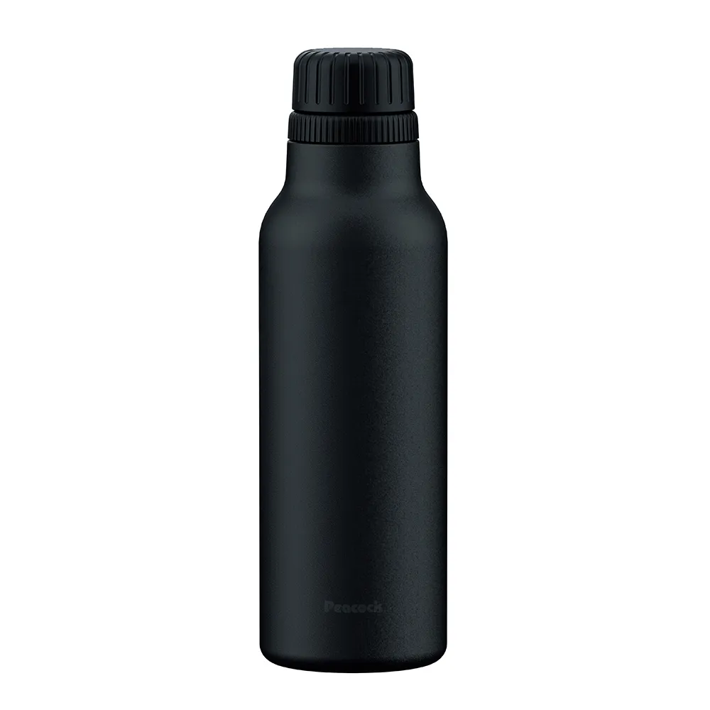 【Peacock 日本孔雀】氣泡水 汽水 碳酸飲料 專用 316不鏽鋼保溫杯800ML-磨砂黑(抗菌加工)(保溫瓶)