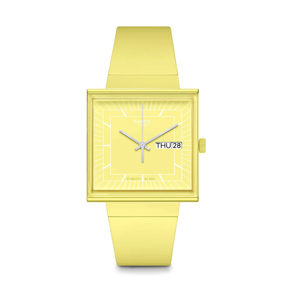 【SWATCH】WHAT IF...LEMON? 經典手錶/方形錶/女錶/瑞士製造 SO34J700(34mm)