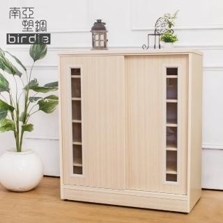 【南亞塑鋼】MIT台灣製 | 3尺透視推門塑鋼鞋櫃(白橡色)