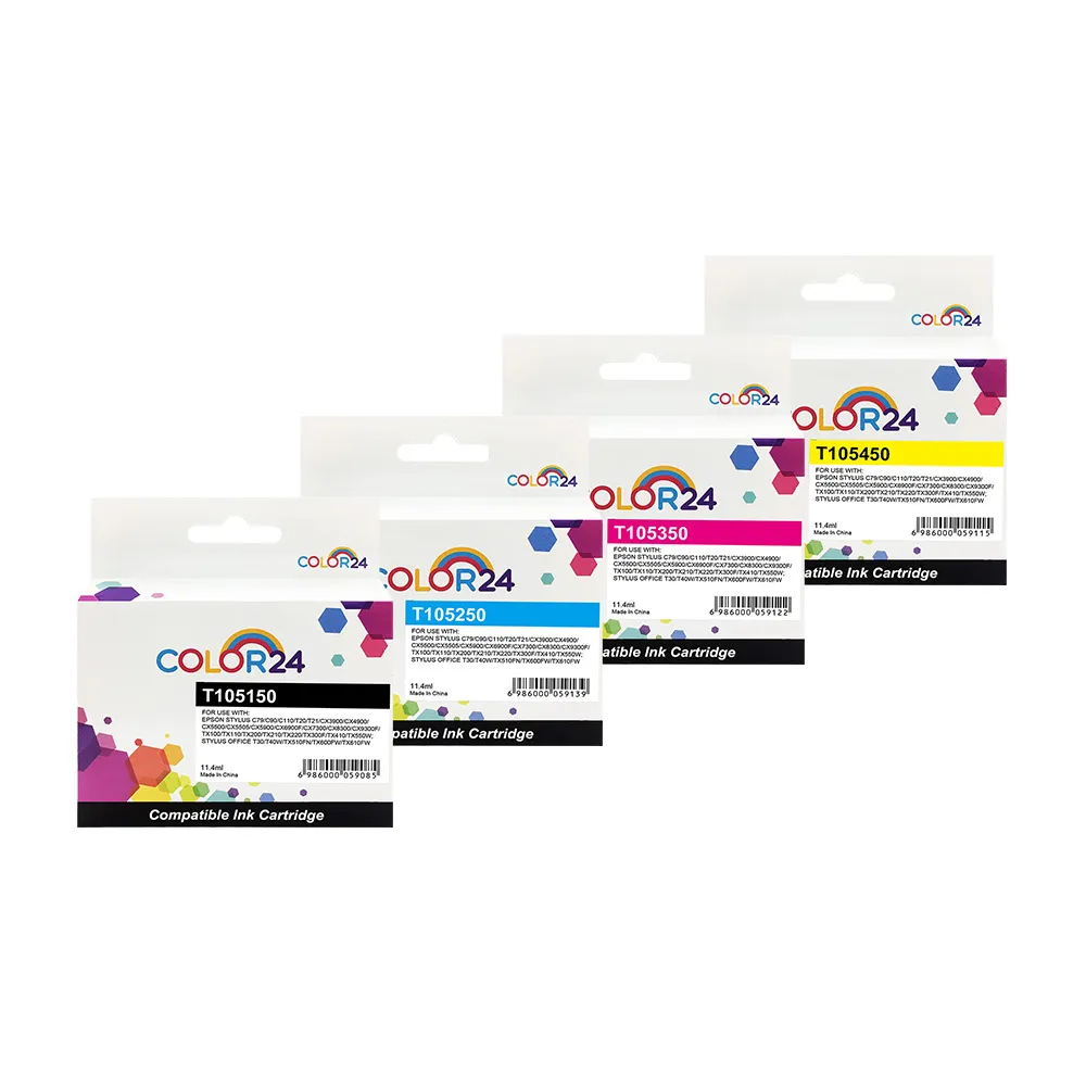 【COLOR24】for EPSON 1黑3彩組 T105150-T105450/NO.73N 高容量相容墨水匣(適用 Stylus C79/C90/C110)