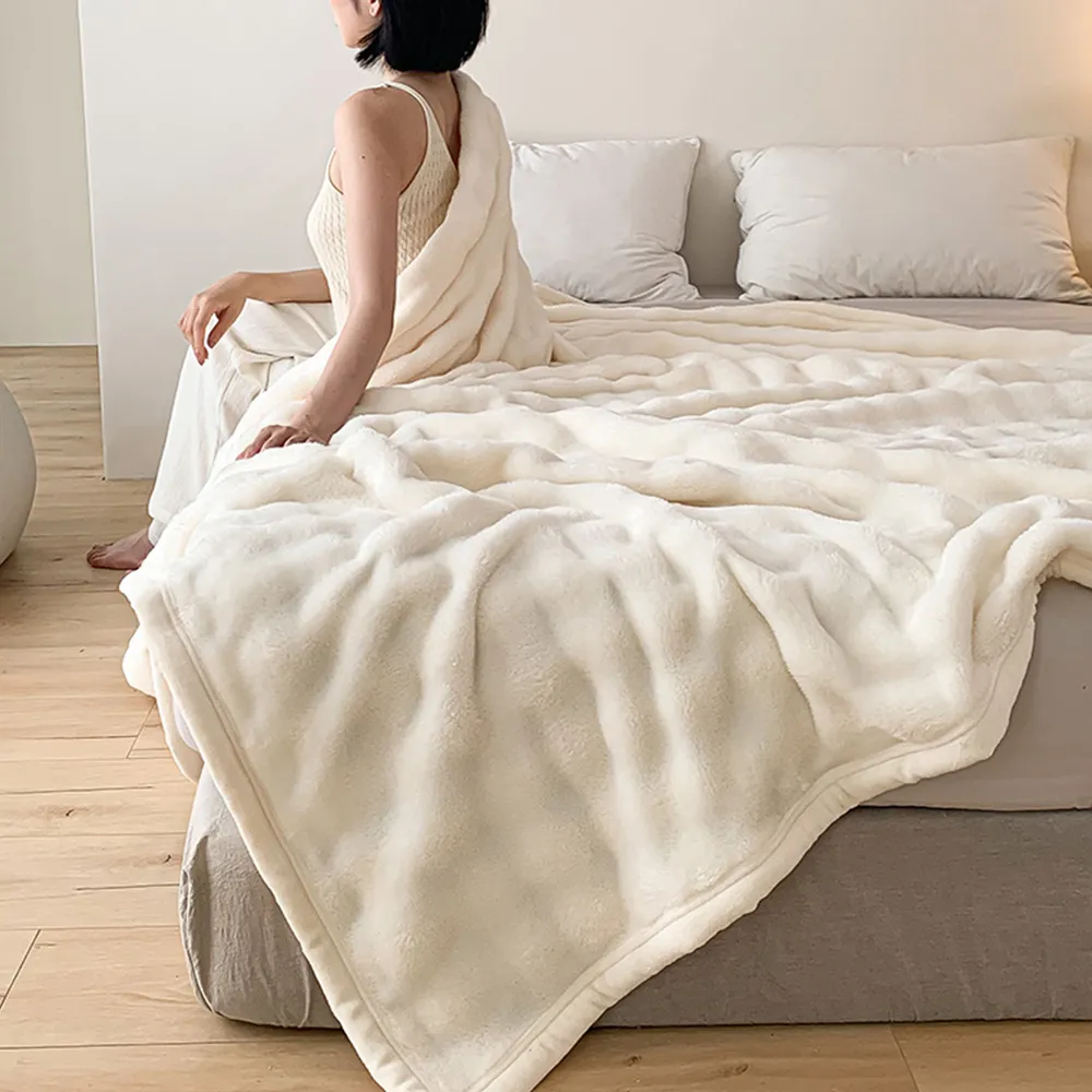 【ALAI 寢飾工場】托斯卡泡泡兔絨毛毯 150 x 200cm(1入 多色任選 保暖被/冬被/毛毯/毯子)