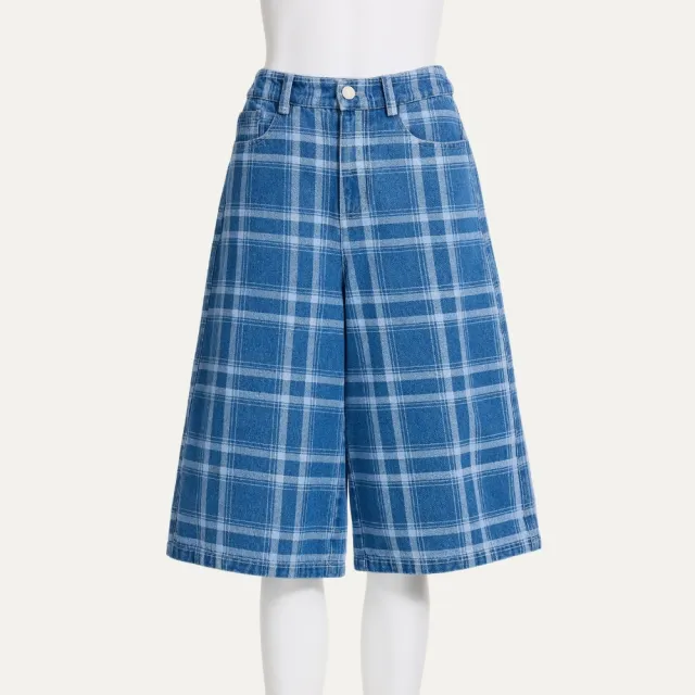 【ILEY 伊蕾】修身純棉牛仔五分褲(藍；M-XL；1264388615)